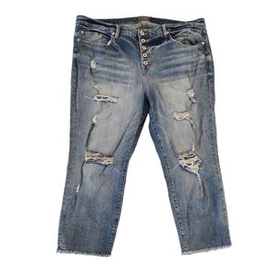 Torrid High Rise Classic Denim - Straight - Button-Fly Distressed Women 20 SHORT